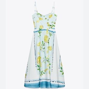 Lemon Print Sundress with Blue Accents